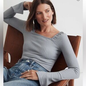 MADEWELL Ribbed Square Neck Long Sleeve Tee